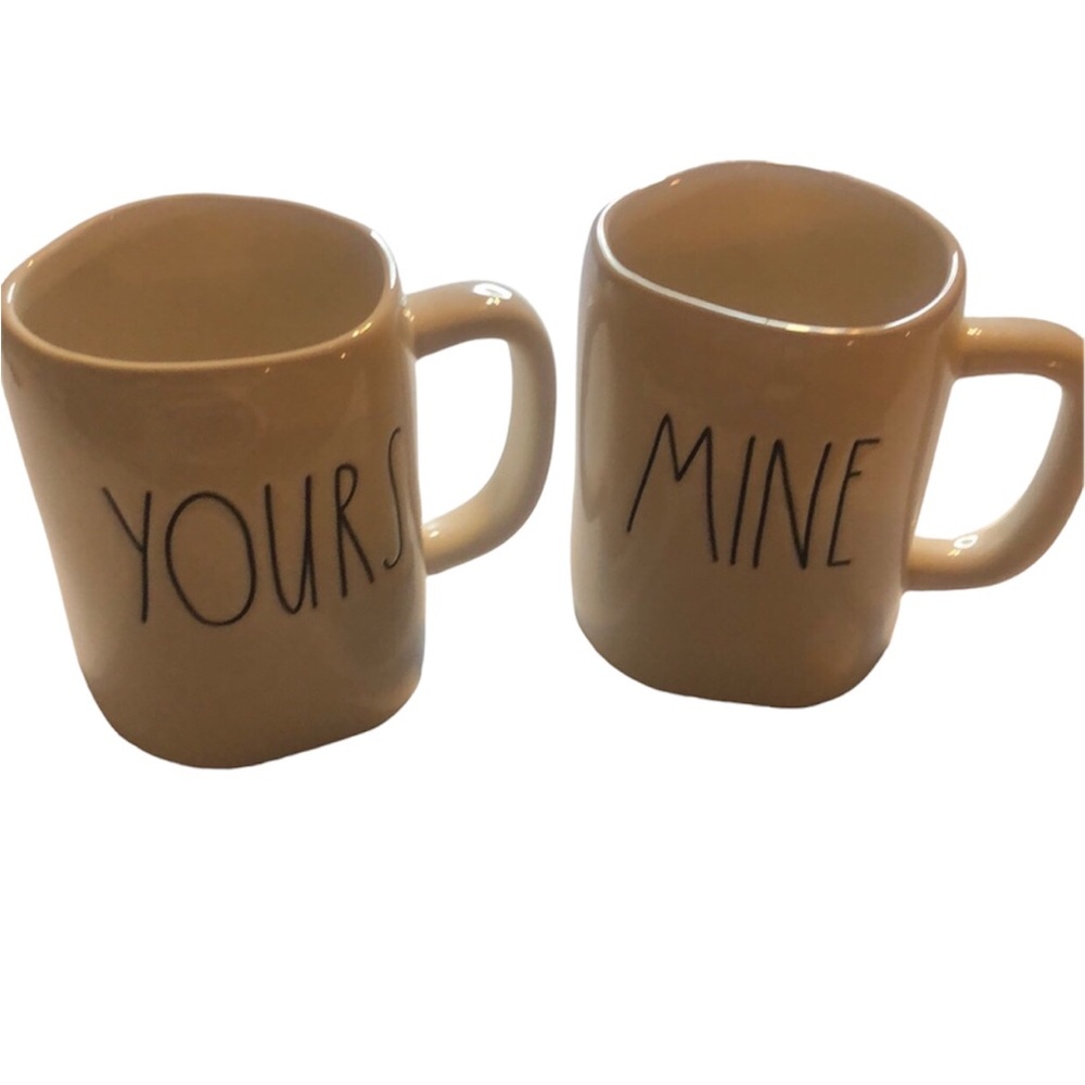 Rae Dunn yours mine coffee mugs set